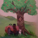 trekker, lammetje, boom