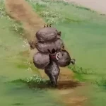 close up- pakezeltje muurschildering